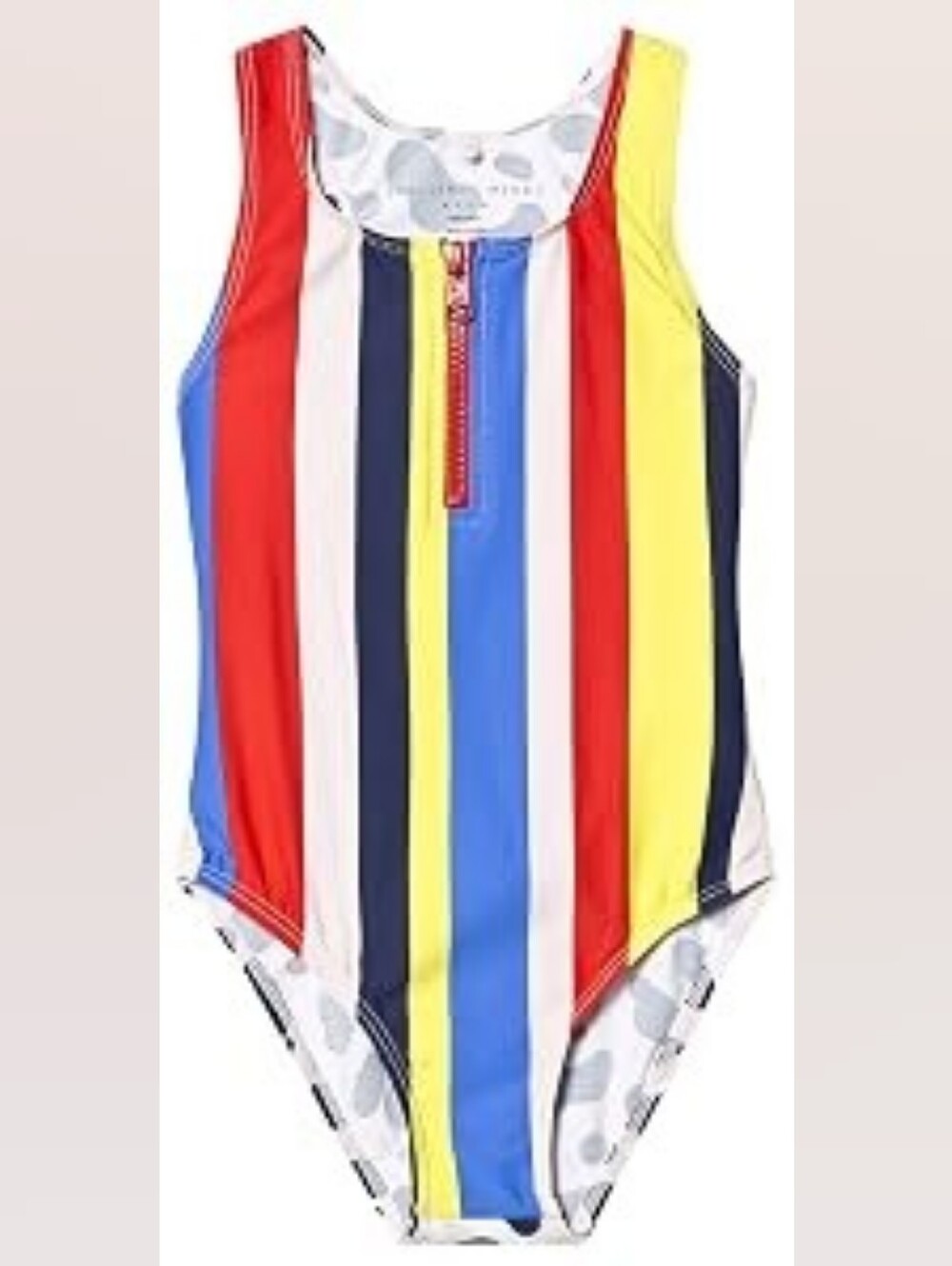 Stella McCartney Girls' Multi-Color Stripe One-Piece Swimsuit with Front Zip